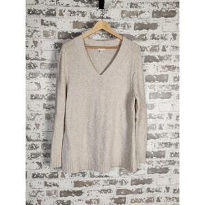 J. Jill Alpaca Blend Sweater Size Large Beige Long Sleeve V Neck Neutral Classic